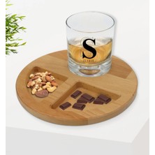 BK Gift Kişiye Özel Isimli Viski Bardağı ve Doğal Masif Ahşap Yuvarlak Sunum Tabağı Çerezlik Hediye Seti-34