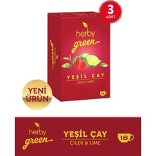 Herby Yeşil Çay Çilek ve Lime x 3 Adet (10'li Paket)
