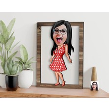 Bk Gift Kişiye Özel Kadın Karikatürlü 3D Ahşap Tablo, Sevgiliye Hediye, Arkadaşa Hediye, Yıl Dönümü Hediyesi, Doğum Günü Hediyesi-10