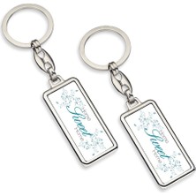 BK Gift Kişiye Özel Çift Taraf Baskılı Dikdörtgen Krom Anahtarlık (Home Sweet Home) 005