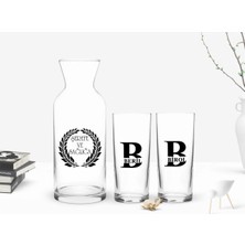 BK Gift Kişiye Özel Renkli Baskılı Isimli Ikili Rakı Bardağı ve Karaf Hediye Seti-55