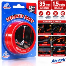 Abnturk Kırmızı neon Reflektif BANT-35MM 1,5 metre Bisiklet Motorsiklet Scooter Otomobil Tekerlek Reflektörlü şerit yüksek Yapışkanlı Suya Dayanıklı Jant Süsü