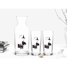 BK Gift Kişiye Özel Renkli Baskılı Godfather Baba Tasarımlı Ikili Rakı Bardağı ve Karaf Hediye Seti-16