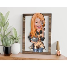 Bk Gift Kişiye Özel Kadın Aşçı Karikatürlü 3D Ahşap Tablo, Sevgiliye Hediye, Arkadaşa Hediye, Yıl Dönümü Hediyesi, Doğum Günü Hediyesi-2