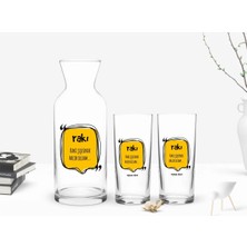 BK Gift Kişiye Özel Renkli Baskılı Rakı Şişesinde Balık Olsam Tasarımlı Ikili Rakı Bardağı ve Karaf Hediye Seti-2