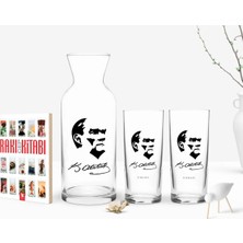 BK Gift Kişiye Özel Renkli Baskılı Atatürk Temalı Ikili Rakı Bardağı Karaf ve Cep Kitabı Hediye Seti-24
