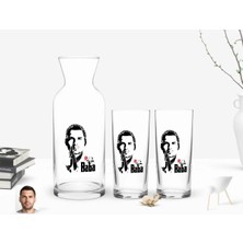 BK Gift Kişiye Özel Renkli Baskılı Godfather Baba Tasarımlı Ikili Rakı Bardağı ve Karaf Hediye Seti-1