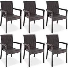 Trendexa 6 Adet Werty Home Rattan Sandalye, Kahverengi, Bahçe Sandalyesi