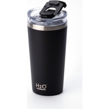 Trendexa 530 ml Pipetli ve Ağızlıklı Çelik Termos Kupa - Çift Fonksiyonlu Kapak - Sıcak/soğuk Tutan Seyahat Bardağı (Travel Mug) - 4 Farklı Renk Seçeneği (Siyah)