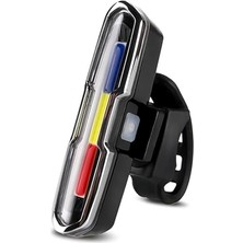 Trendexa Bisiklet LED Ikaz Uyarı Fener Mavi Kırmızı Beyaz Çakarlı USB Şarjlı Stop Lambası