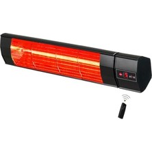 Trendexa Black Pro Plus 3000W Halojen Infrared Dış Mekan Isıtıcı, 5 Kademeli Kumandalı, Siyah Alüminyum Gövde, 220-230V