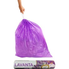Trendexa Kokulu Büyük Boy Büzgülü Çöp Poşeti 10'lu Rulo 65 x 70 cm 60 L Yırtılmaz Sızdırmaz Atık Torbası Lavanta