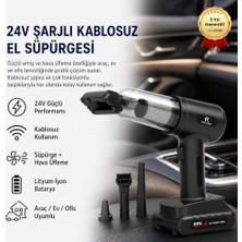 Trendexa 24V Şarjlı Kablosuz El Süpürgesi ve Hava Üfleme Cihazı, Çok Fonksiyonlu Başlıklı Güçlü Araç