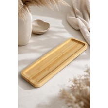 Trendexa Bambu Çay Kahve Dikdörtgen Sunum Tepsisi Dikdörtgen Dekoratif Ahşap Tepsi Orta