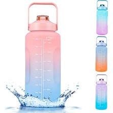 Trendexa Spor Su Şişesi, 2 Litrelik Bpa Içermeyen Zaman Işaretli Su Şişesi, Pipetli Motive Edici Su Şişesi, Spor Salonu, Dış Mekan, Ofis Için Uygun Sızdırmaz