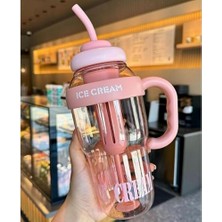 Trendexa Su Şişesi, 1300 ml Bpa Free Detoks Filtreli, Pipetli & Saplı Spor Matara, Ice Bottle Suluk, Çay – Meyve – Buz Filtreli, Seyahat & Okul Için Uygun (Bej)