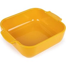Trendexa Seramik Kare Fırın Kabı - 21 cm (Saplar Dahil) x 17,5 cm x 6 cm - Kapasite: 1,1 L - 10 Yıl Garanti - Fransa'da Üretilmiştir - Safran Sarısı