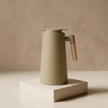 Trendexa Termos Bambu Saplı Dışı Plastik Içi Cam 1 L (Bej)