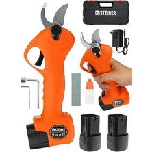 Trendexa Alman 128 Vf 10 Ah Kömürsüz Motor Akülü Bağ Makası Dal Budama Kesme Makası Makinesi Çantalı Turuncu