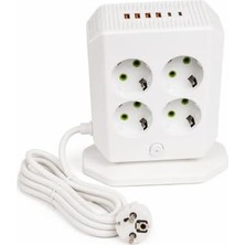 Trendexa USB ve Type-C Girişli Çoklu Priz, Elektrik Uzatma Prizi, Telefon, Tablet, Bilgisayar ve Elektronik Cihazlar Için Çok Amaçlı Priz Çoğaltıcı, Ev ve Ofis Kullanımı (Beyaz Vertical 8'li)