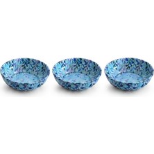 Trendexa Metal Çerezlik Mandala Desen – Renkli Dekoratif Servis Kasesi, Yuvarlak Sunum Tabağı 3'lü Set (Yeşil Yaprak)