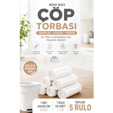 Trendexa Çöp Torbası Mini Boy 40'lı x 5 Rulo Beyaz Çöp Poşeti 40X50 cm