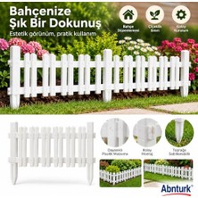 Trendexa 4 Adet Dekoratif Beyaz Bahçe Çiti-Plastik Peyzaj Çim Çiçek Koruma Korkuluğu Birbirine Eklenebilir 4 Panel Uzunluğu 232 cm