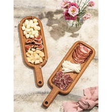 Trendexa Ahşap 2'li Sunum Tahtası - Steak Sunum - Ahşap Servis Tabağı - Ahşap Sunumluk