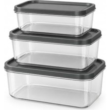 Trendexa Dikdörtgen Kapaklı Gıda Saklama Kabı Seti, 3 Adet, 300 + 500 + 800 Ml, Karışık Kapak Rengi