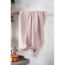Trendexa Bebek Müslin Örtüsü 100X110 cm Pembe Yıldız DESENLI%100 Pamuk
