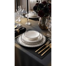 Trendexa Monarch 24 Parça Porselen Yemek Takımı, Siyah, CKR4805