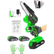Trendexa Alman 88 V 5 Ah Çift Akülü Dal Kesme 10 cm Palalı Budama Testere Bıçkı Makinesi Çantalı