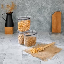 Trendexa Saklama Kabı, 3'lü Set Sızdırmaz Vakum Kapaklı Oval Kristal Erzak, Mutfak Için Kuru Gıda ve Bakliyat Düzenleyici, 3 x 1300 ml (Şeffaf)