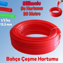 Trendexa Bahçe Çeşme Su Hortumu Iç Çap 1/2 Naturel Silikonlu Sulama Araç Yıkama Hortum 30 Metre