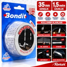 Abnturk Beyaz neon Reflektif BANT-35MM 1,5 metre Bisiklet Motorsiklet Scooter Otomobil Tekerlek Reflektörlü şerit yüksek Yapışkanlı Suya Dayanıklı Jant Süsü