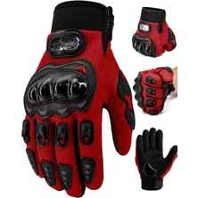 Trendexa M Beden Korumalı Motosiklet Eldiveni Unisex Bisiklet Motorcu Eldiveni Kırmızı 113