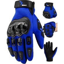 Trendexa M Beden Korumalı Motosiklet Eldiveni Unisex Bisiklet Motorcu Eldiveni Mavi 114
