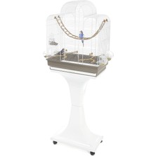 Trendexa Fıona Deluxe Ayaklı Kuş Kafesi Kahve/beyaz 50X30X65/136 cm