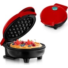 Trendexa Mini Waffle Makinesi, Klasik Waffle Için, Yapışmaz Kaplamalı, Retro Tasarım, Doğum Günleri, Aile Kutlamaları Için, Kırmızı