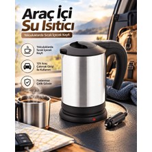 Ls Otomobilde Kullanıma Uygun 12V Çakmak Soketli Paslanmaz Çelik Pratik Su Isıtıcı Kettle
