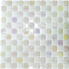 MozaiKristaL Mutfak Tezgah Arası, Havuz, Banyo, Sauna, Spa, Iç , Dış, Zemin, Duvar, Kaplama ve Dekorasyon Uygulamalarında Tüm Yüzeyler Için, 2.5x2.5cm. D. Damalı Beyaz 31.5X31.5CM. Fileli Cam Mozaik.