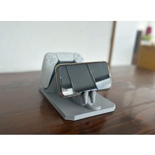 Merada Ps5 Dualsense & Dualsense Edge Tekli Kol Standı + Sevimli Kedi Telefon Tutucu Stand (Gri)