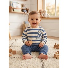 Baby Wood Erkek Çocuk Çizgili Bear Crew Yazı Baskılı Alt Üst Takım