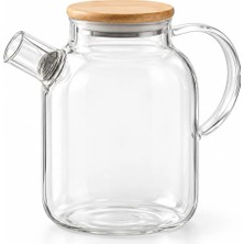 ALOHA EQ QUALITY 1600 ml Isıya Dayanıklı Borosilikat Cam Demlik ve Bitki Çayı Sürahisi