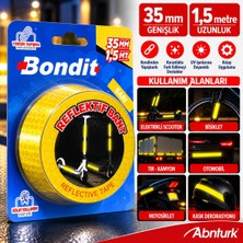 Abnturk Sarı Neon Reflektif BANT-35MM 1,5 Metre Bisiklet Motorsiklet Scooter Otomobil Tekerlek Reflektörlü şerit Yüksek Yapışkanlı Suya Dayanıklı Jant Süsü