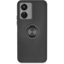 Uryport Vivo Y16 Kılıf Montreal Yüzüklü Silikon Kapak - Siyah