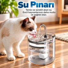 Gurada Otomatik Kedi Köpek Su Pınarı, Sessiz Pompalı Filtreli Pet Su Sebili, USB Adaptörlü