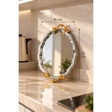 Artemia Home 6'lı Gold Oval Çay Kahve Sunum Tepsisi 24 cm - Paslanmaz Dalgalı Kenarlı Söz Nişan Ikram ve Servis Tepsisi