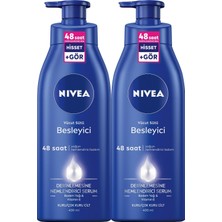 NIVEA Besleyici Vücut Sütü 400 ml x2 Adet Kuru ve Çok Kuru Ciltler İçin 48 Saat Nemlendirici Vücut Losyonu