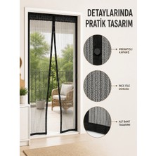 Astraltech Mıknatıslı Kapı Sinekliği Otomatik Kapanan Siyah File Balkon ve Teras Sinekliği